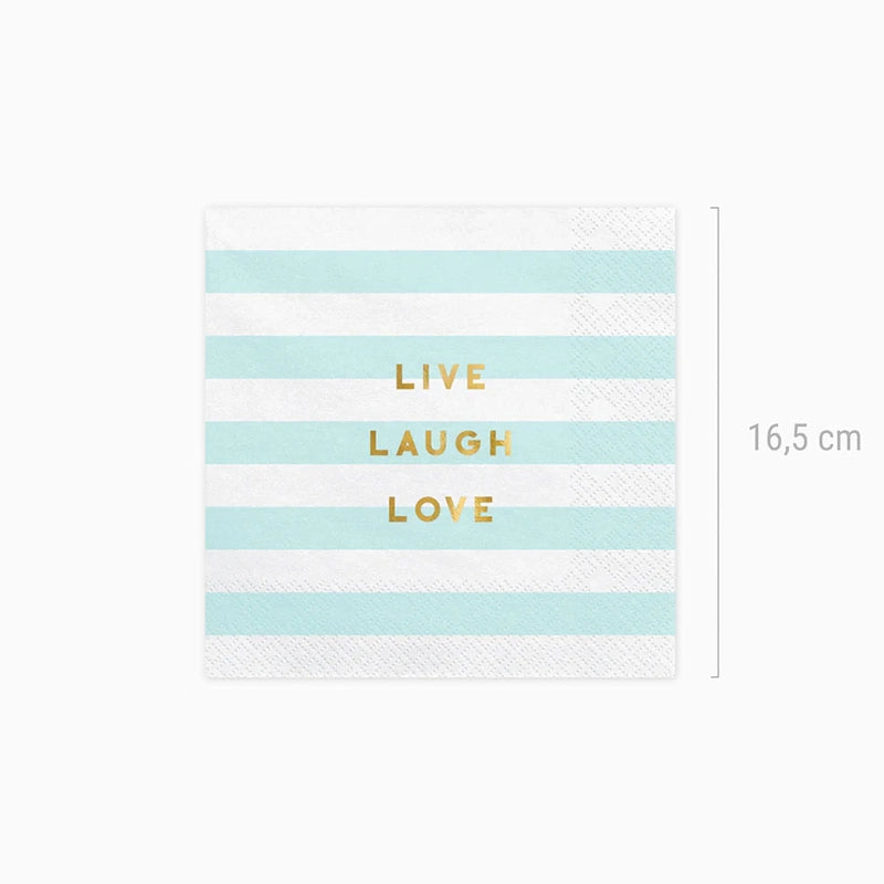 Raya Paper Serviette 'Live, Lachen, Liebe' blauer Pastell