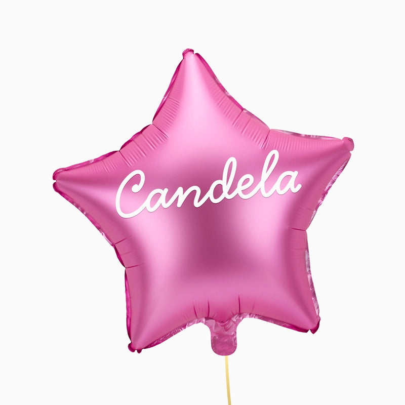 Globo Foil Estrella Fucsia Personalizado Vinilo Blanco