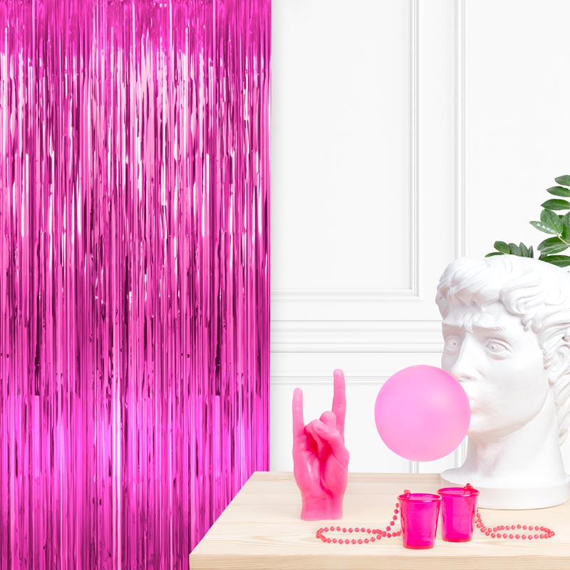 Metalized decorative curtain 0.90 x 2.40 m pink