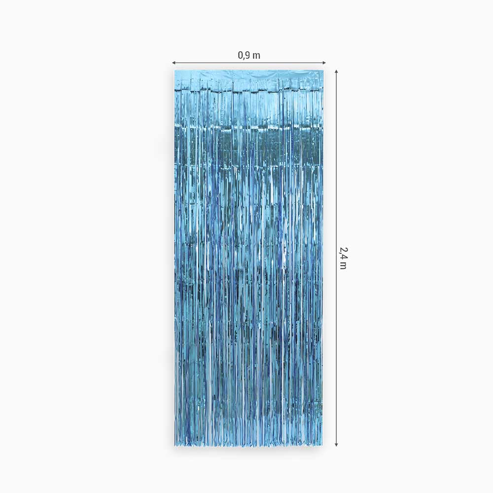 Cortina decorativa metalizada 0,90 x 2,40 m azul