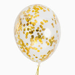 Ballon de confeti en or métallisé / pack 3 UDS