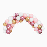 Set Arco Globos Blancos, Rosa Pastel, Dorado y Rosa Metalizado