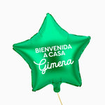 Globo de papel verde verde personalizado bem -vindo a Casa Vinilo Blanco