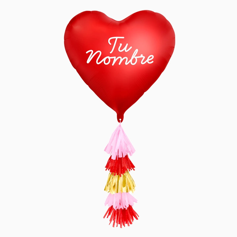 Nome cuore rosso per lamina Nome personalizzato White Vinilo + Tassel Vertical