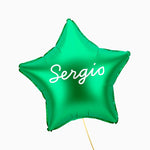 Globo Foil Estrella Verde Personalizado Vinilo Blanco