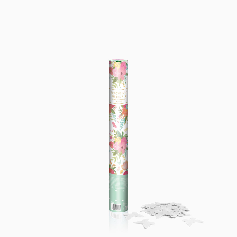 Confeti papillon canon 40 cm blanc