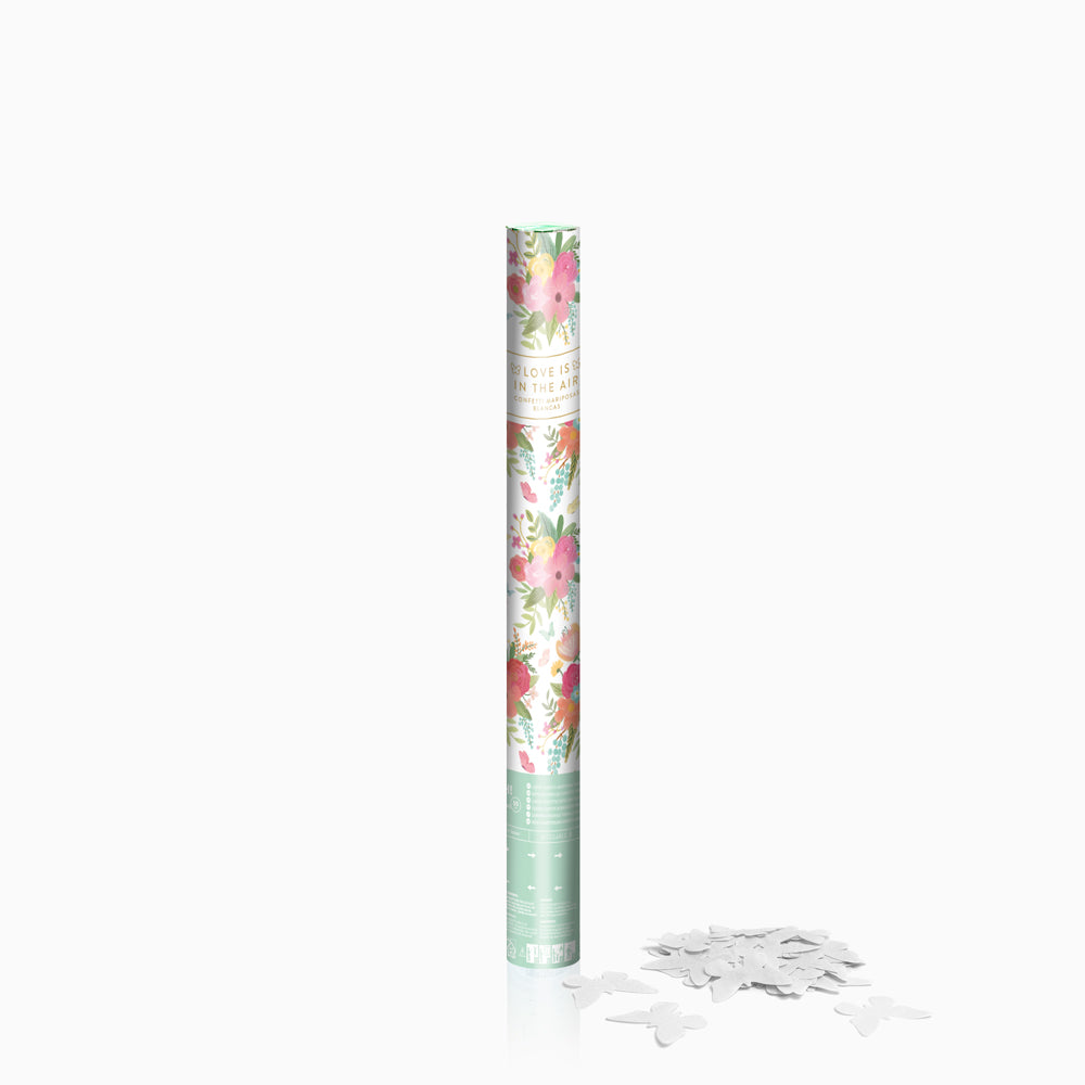 Cannone di farfalla confeti 50 cm bianco