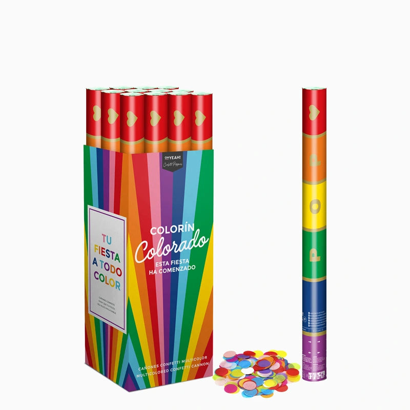 Set 12 Cañones Confeti 60 cm Biodegradable Multicolor