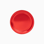 Plastique réutilisable à plat rond avant pré-désert métallique Ø18 cm rouge