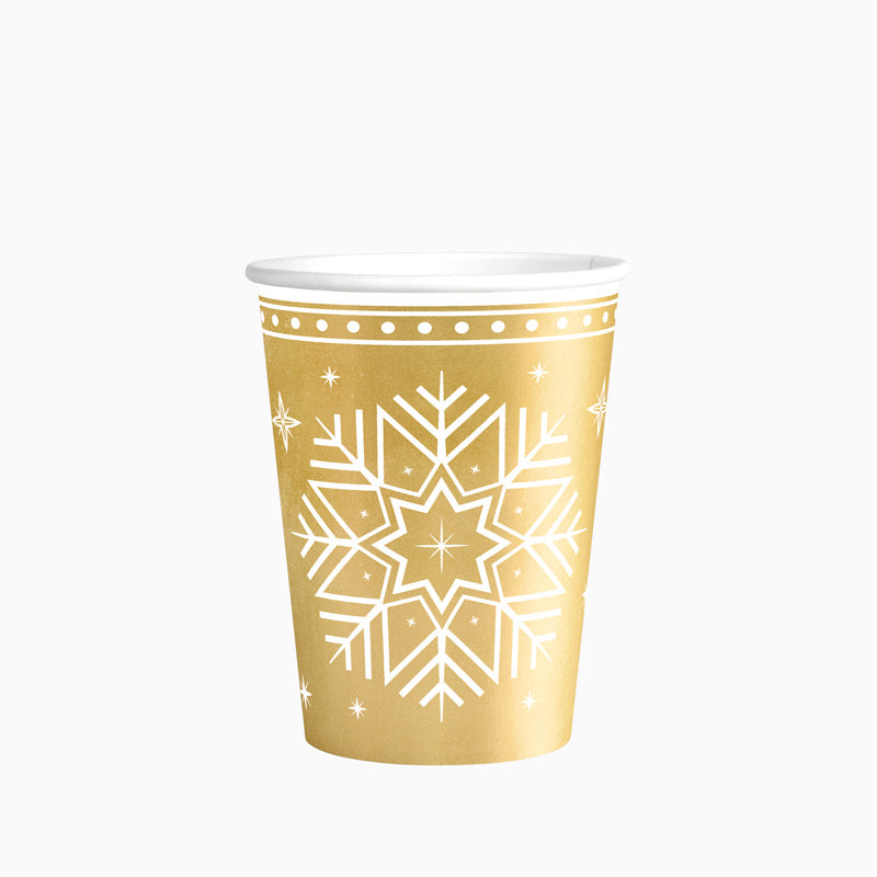 Vaso Cartón Navidad 270cc Winter Oro