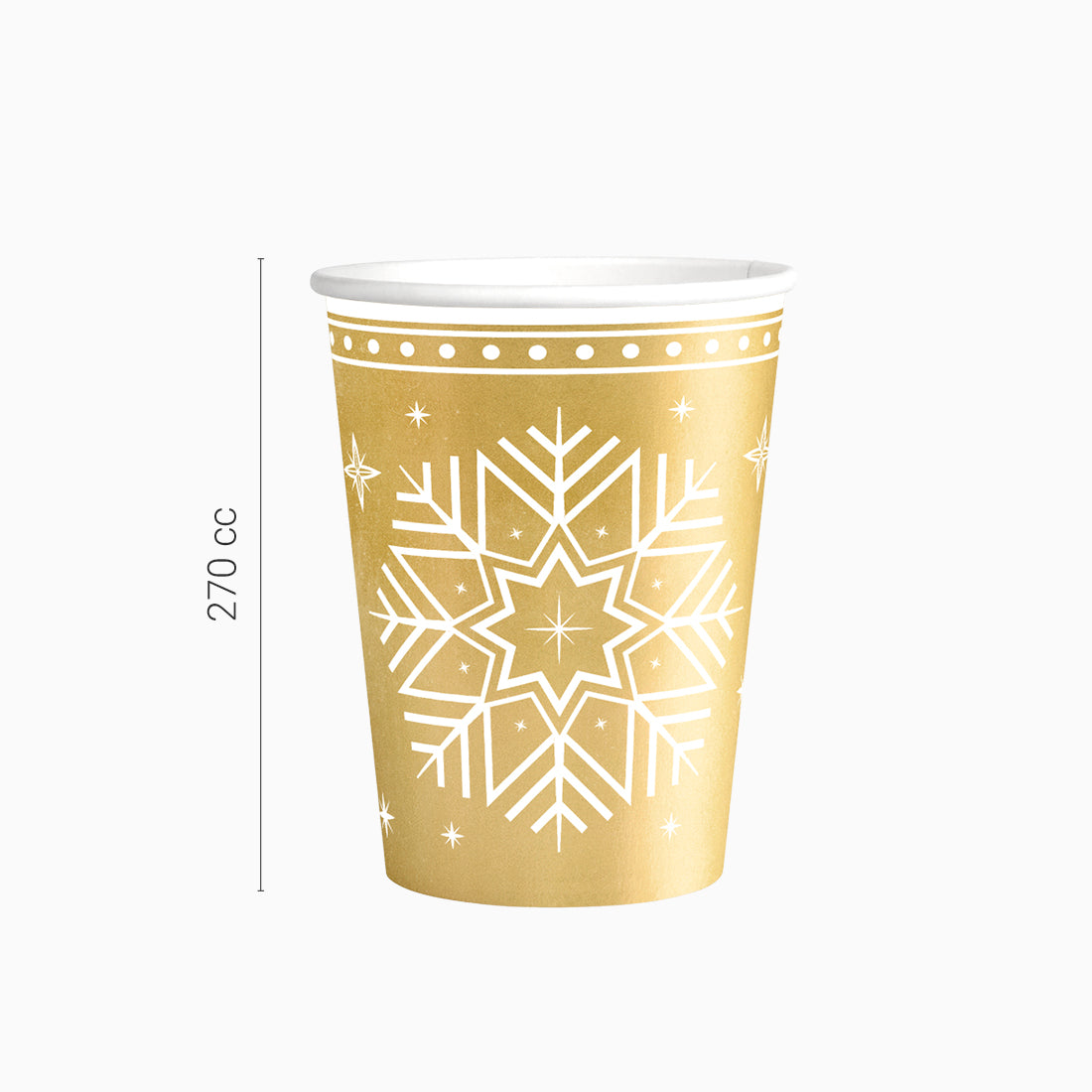 Vaso Cartón Navidad 270cc Winter Oro