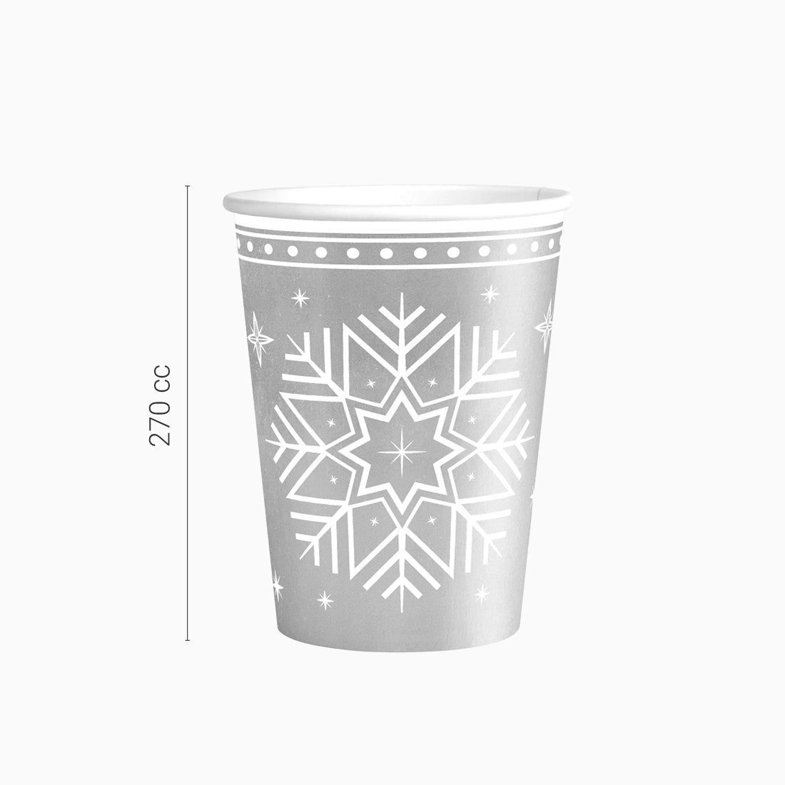 Vaso Cartón Navidad 270cc Winter Plata