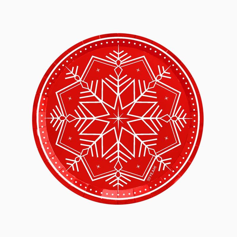 Christmas cardboard plate Ø23 cm Winter red