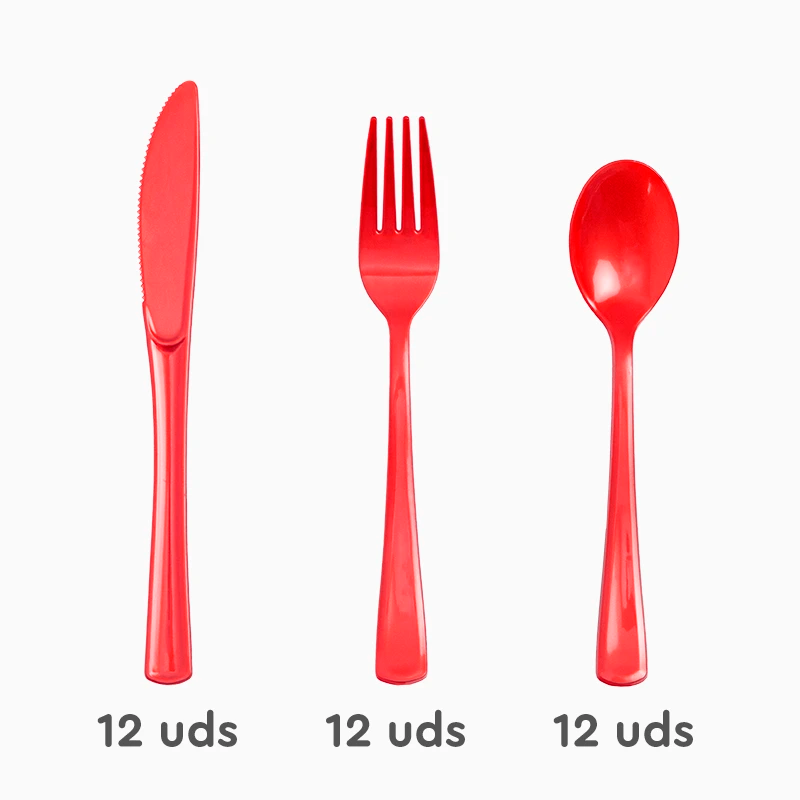 Set Cubiertos Premium Rojo Metalizado 12 Personas