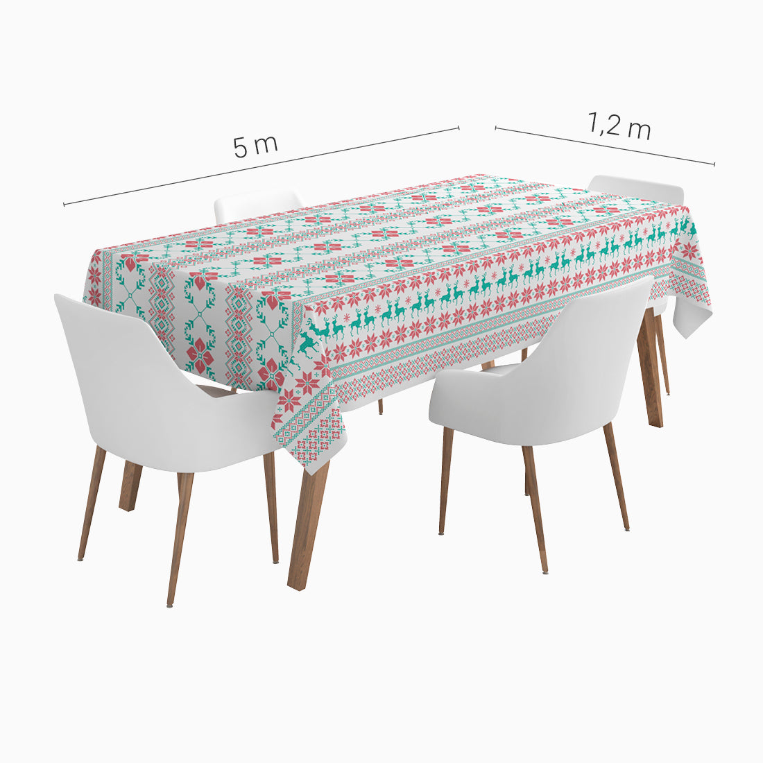 Talha de mesa de Natal 1,20 x 5 m Nórdica branca