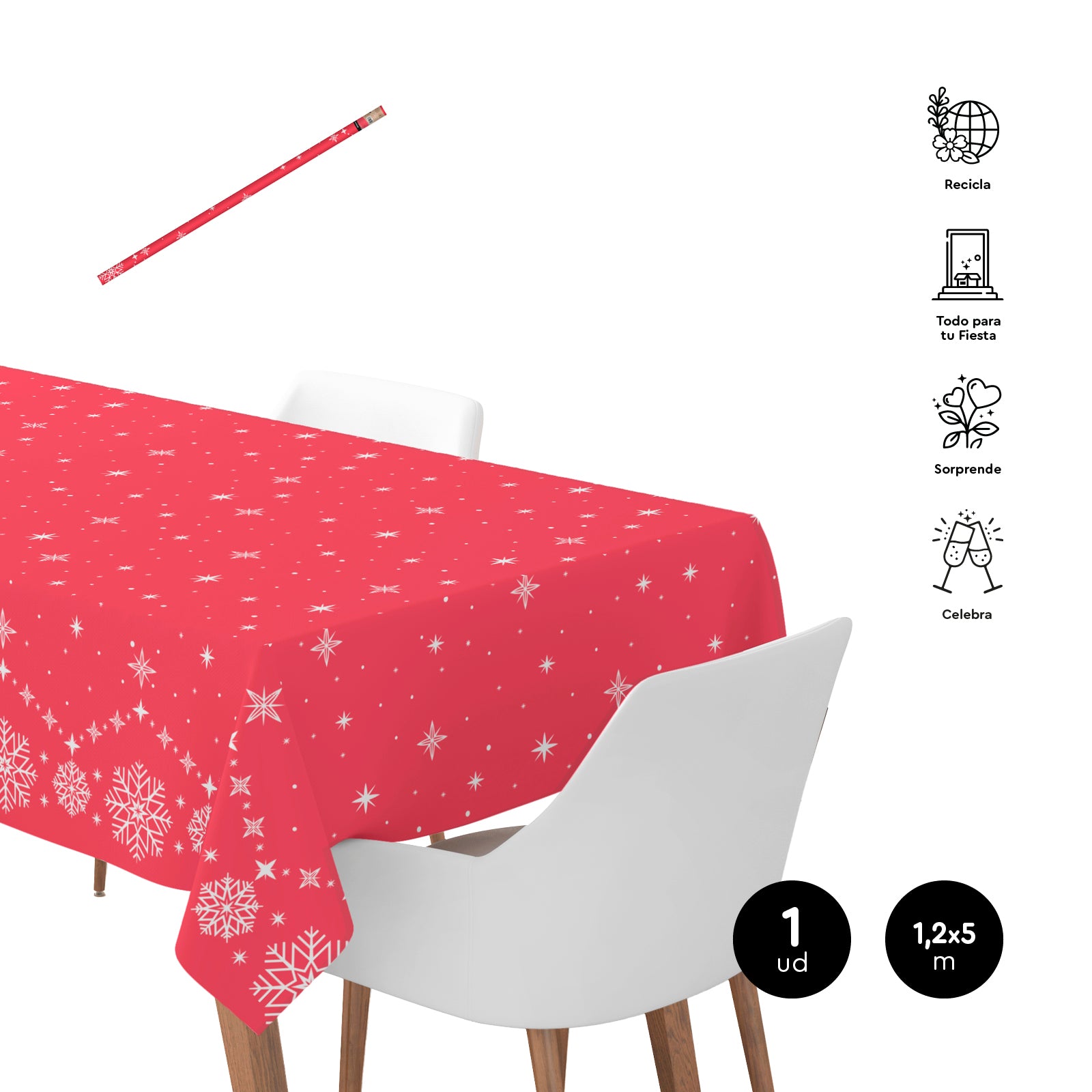 Rollo Mantel Navidad Estrella 1,20 x 5 m Winter Rojo