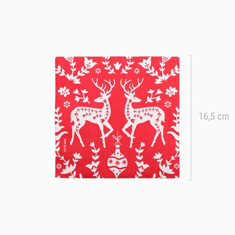 Servilletas Papel 33x33 cm Navidad Renos Rojo