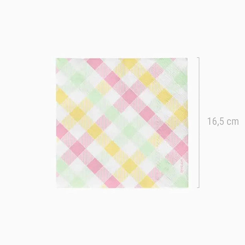 Double paper napkins vichy layer 33 x 33 cm pastel