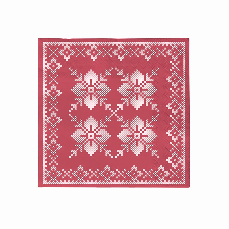 Double paper napkin Christmas layer 33x33 cm red nordic