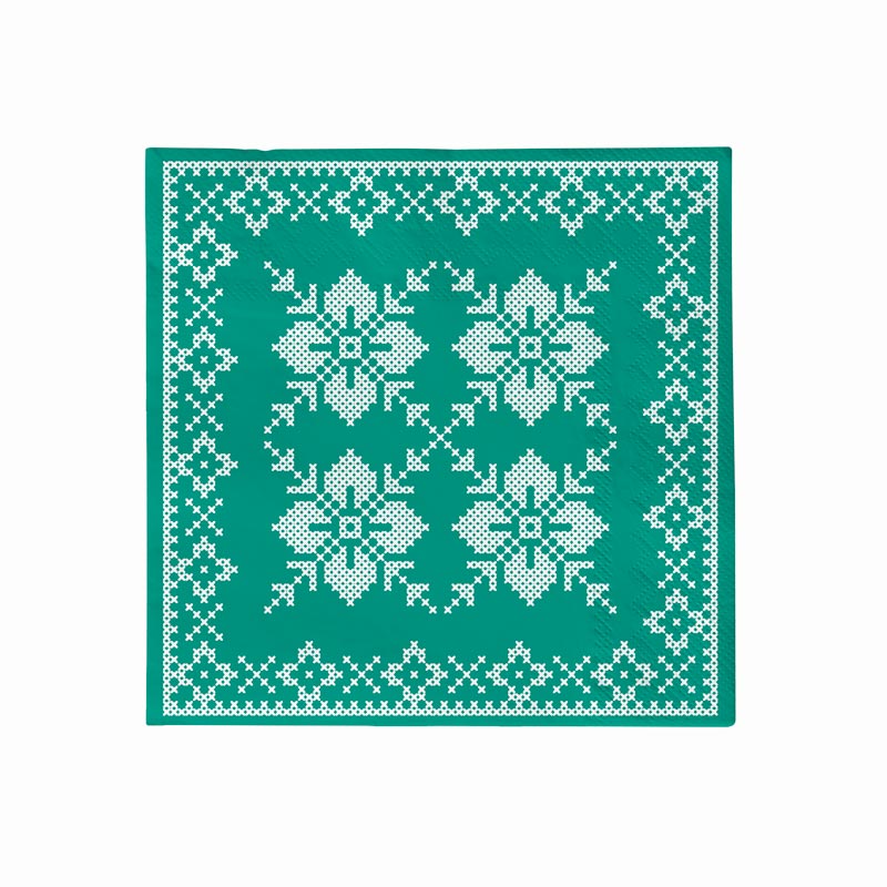 Couche de Noël à serviette double 33x33 cm vert nordique