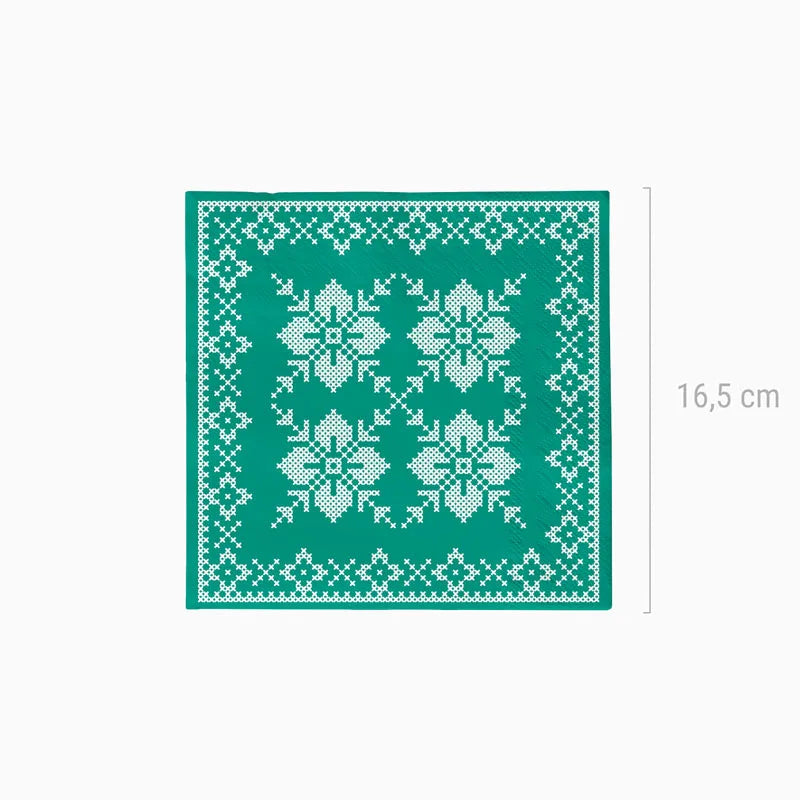 Couche de Noël à serviette double 33x33 cm vert nordique