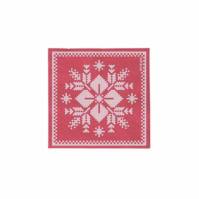 Doppelpapier Servietten Weihnachtsschicht 25x25 cm nordisch rot