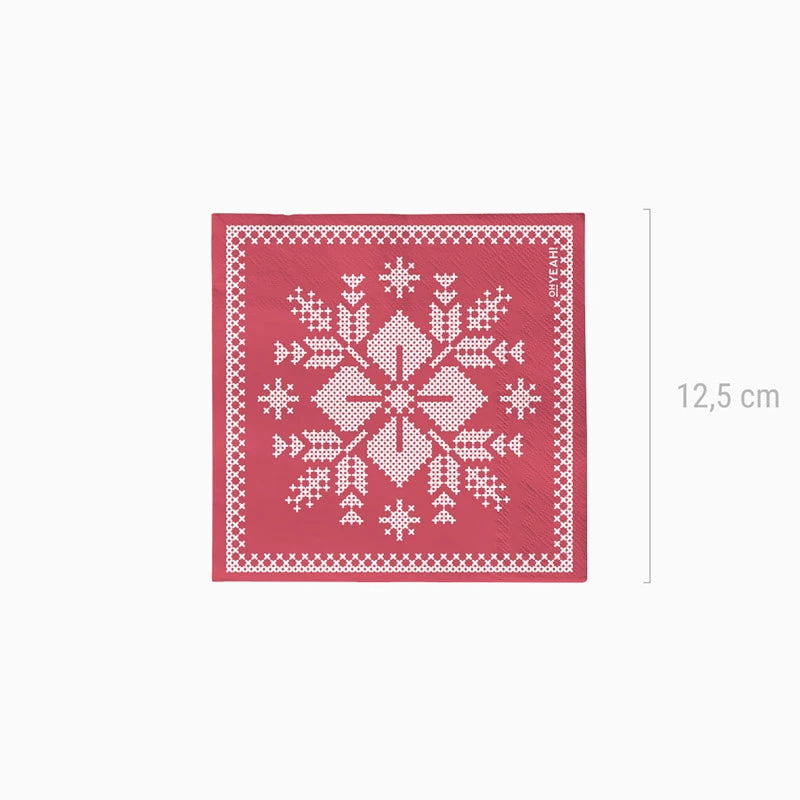 Doppelpapier Servietten Weihnachtsschicht 25x25 cm nordisch rot