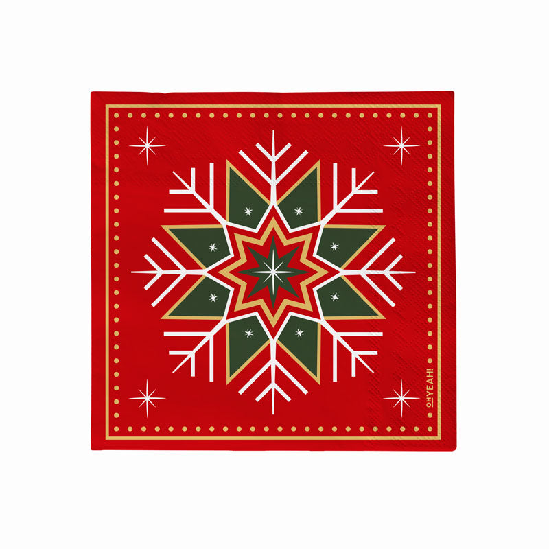 Couche de Noël à serviette double double 33x33 cm rouge hivernal