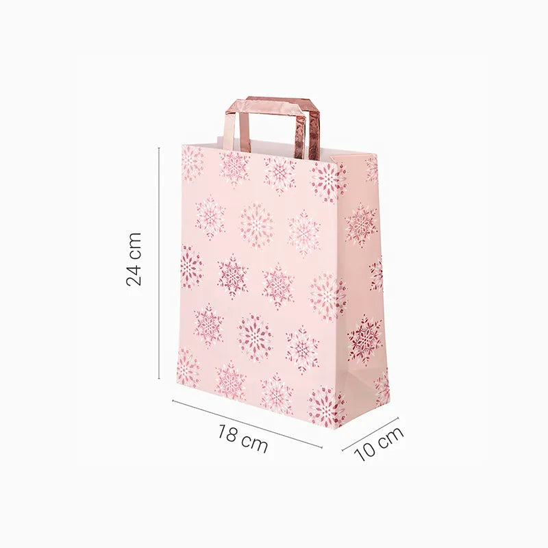 Bolsa Regalo Navidad Pequeña Copo de Nieve Oro Rosa