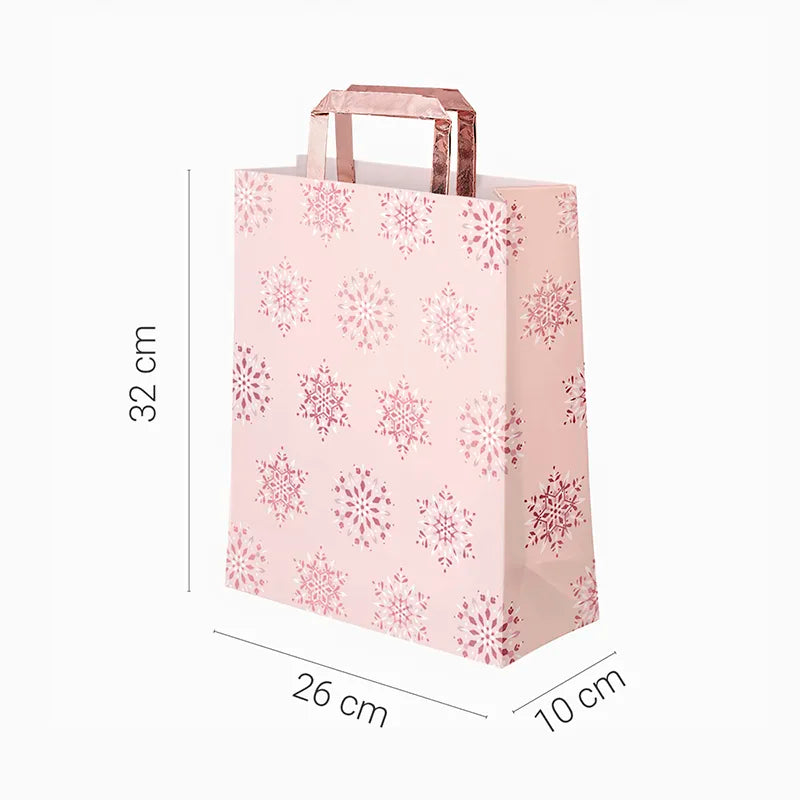 Metallized Pink Snowflake Medium Snow Bag