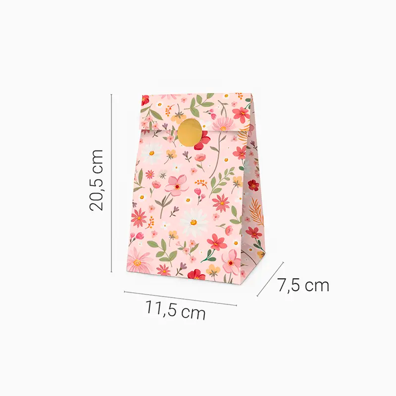 Bolsa Papel Floral Rosa Pastel / Pack de 4 uds