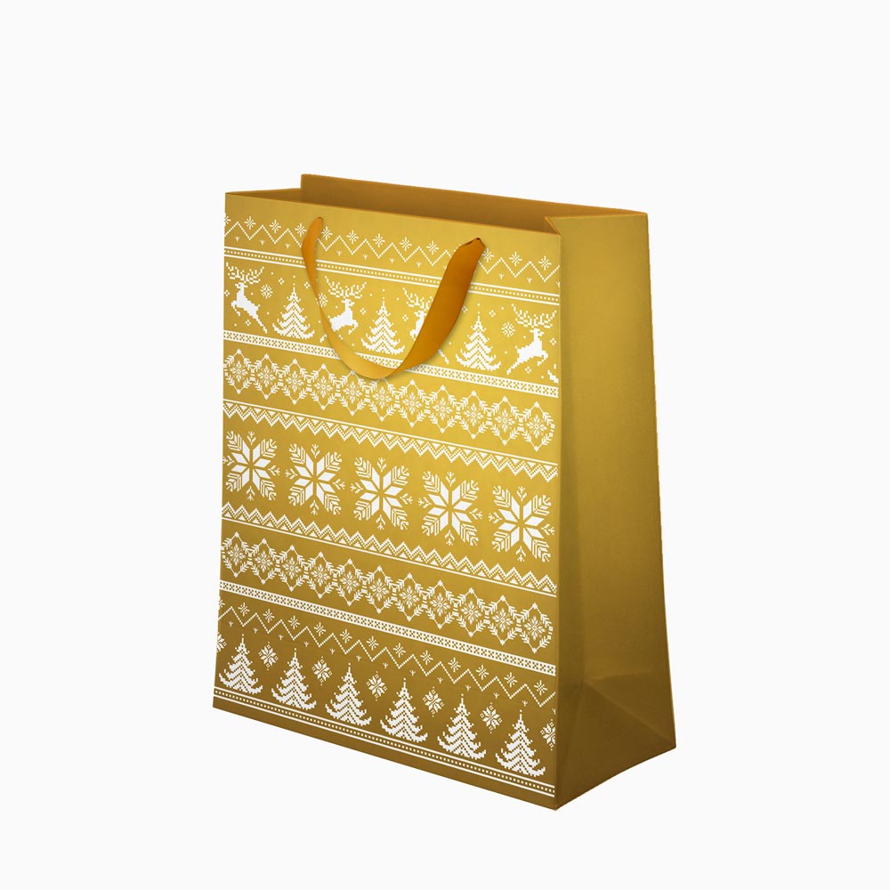 Bolsa Regalo Navidad Grande 30 x 10 x 42 cm Bordado Oro