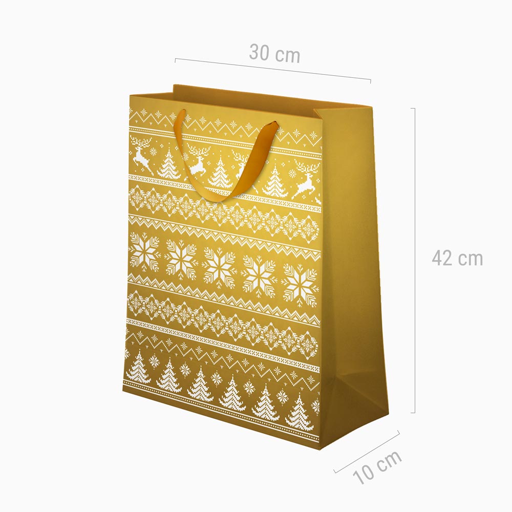 Bolsa Regalo Navidad Grande 30 x 10 x 42 cm Bordado Oro