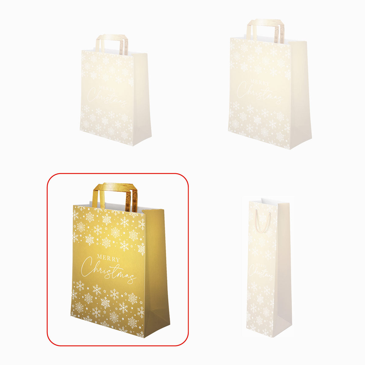 Grande bolsa de presente de Natal Gold Snowflake