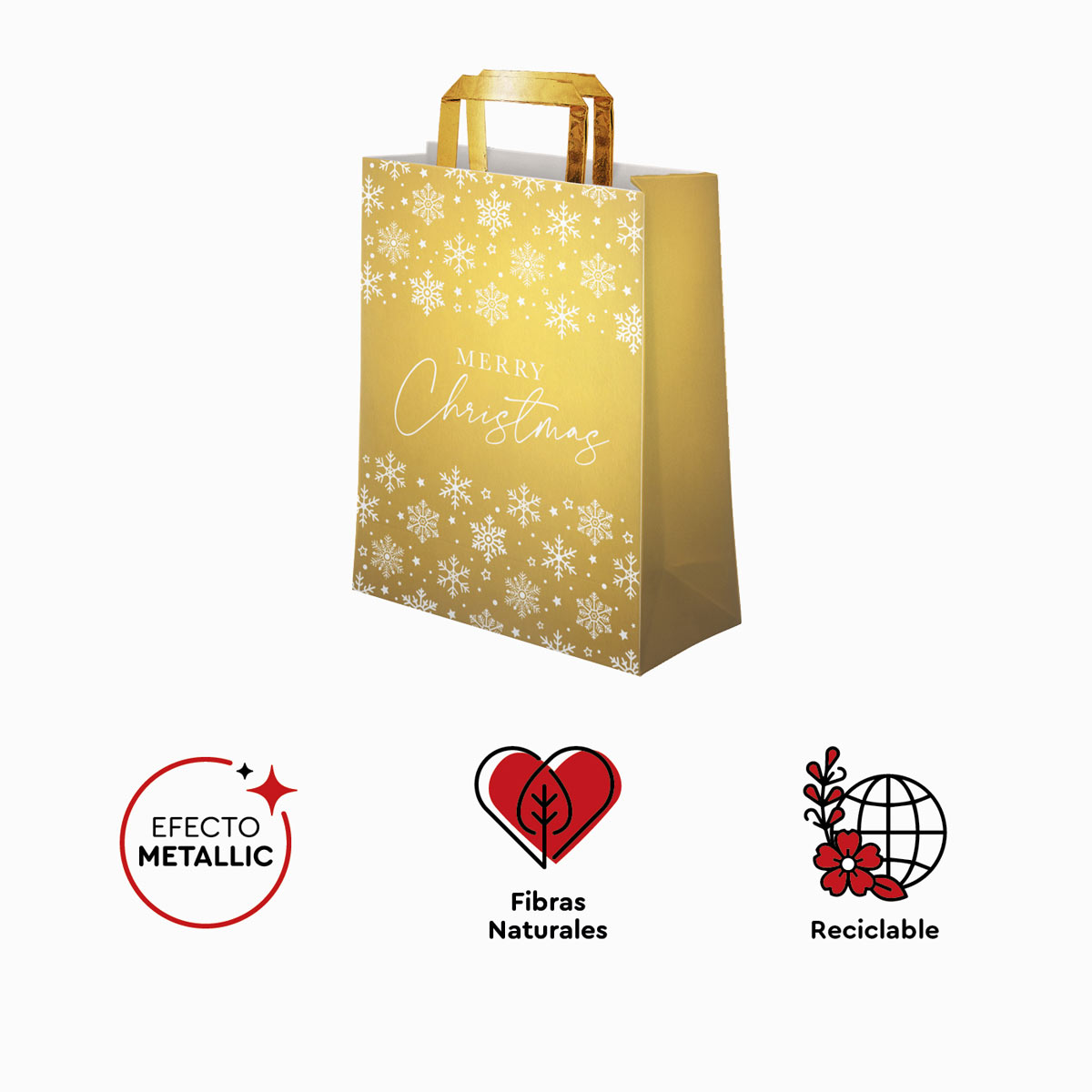 Grande bolsa de presente de Natal Gold Snowflake