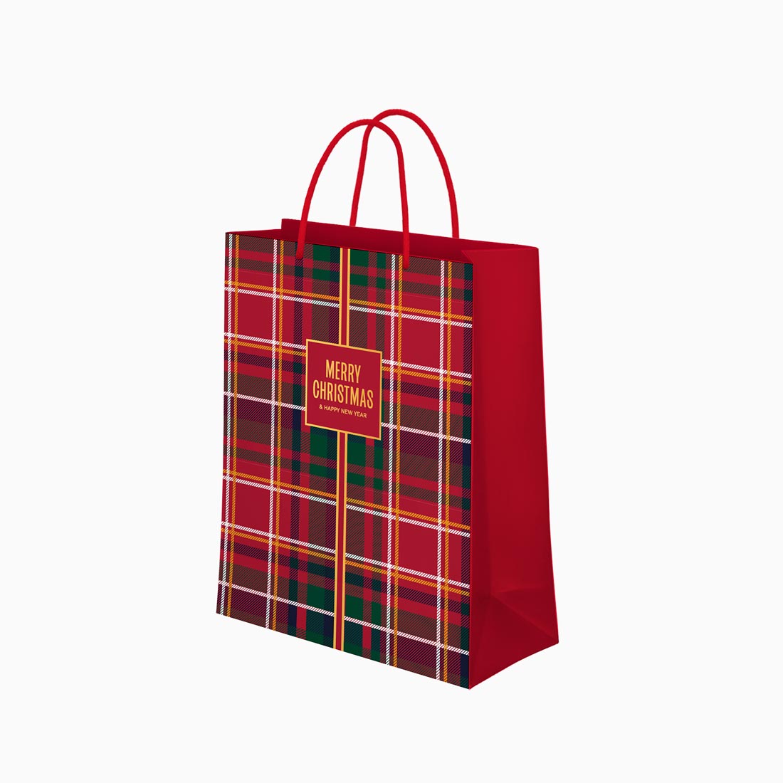 Median Christmas gift bag tartan