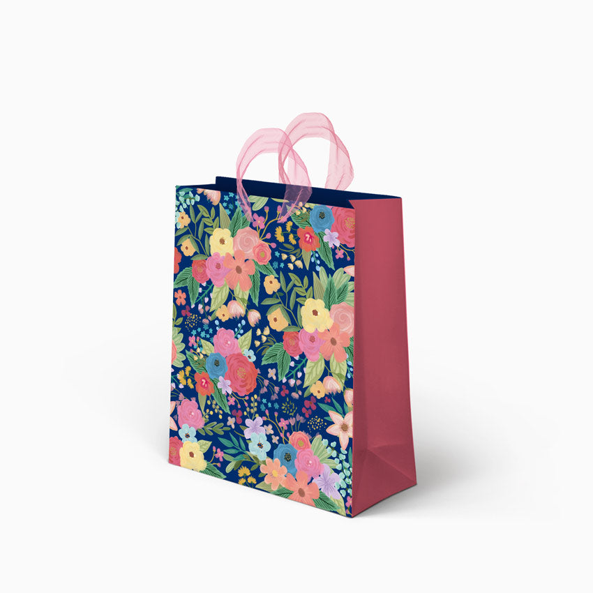 Bolsa Regalo Pequeña Floral Azul Marino