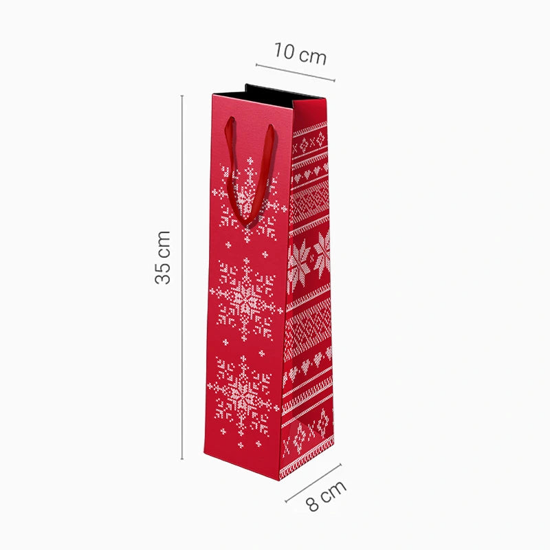 Bolsa Regalo Navidad Botella Nordic Rojo