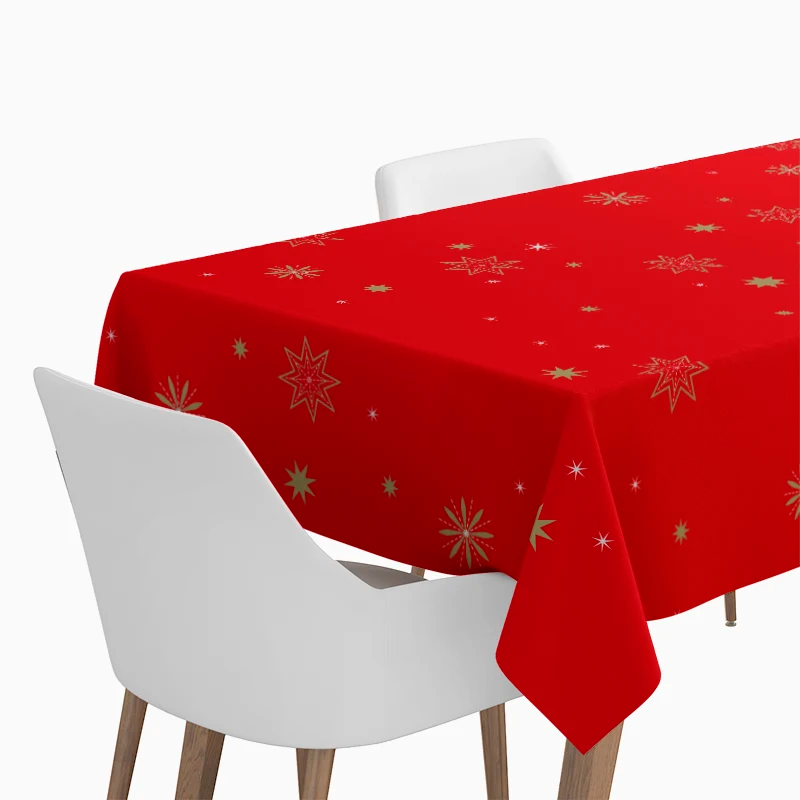 Mantel Plegado Impermeable Navidad Estrellas 1,20 x 1,80 m Rojo