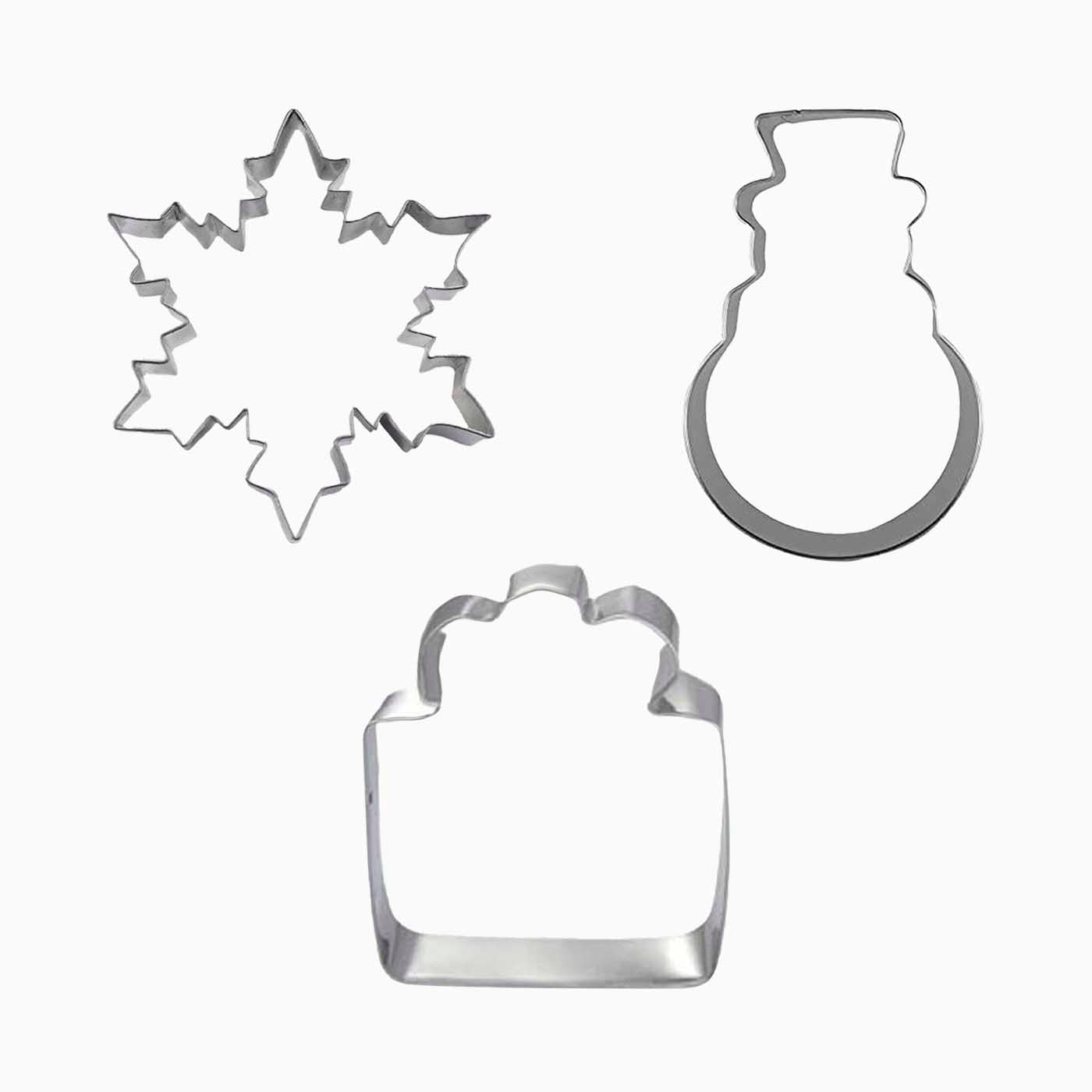 Snowflake Christmas Baking Molds, snowman and gift