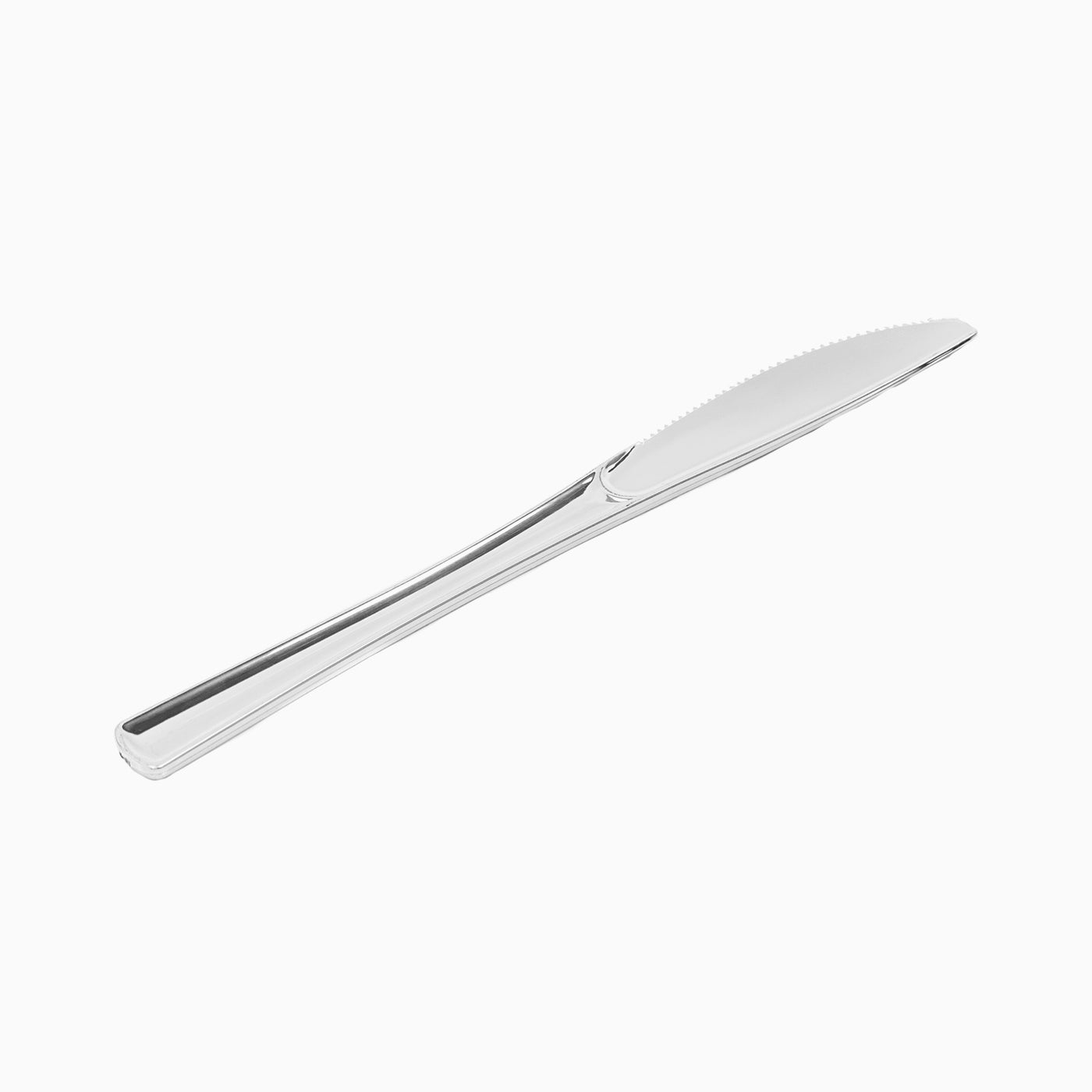 Reusable plastic knife 20 cm metallic silver