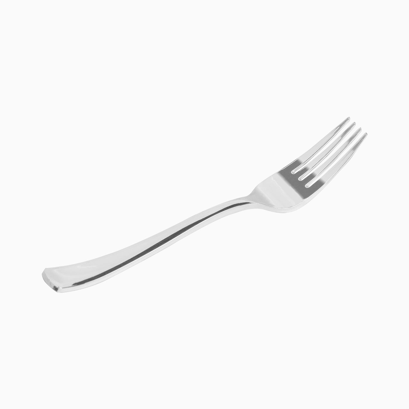 Tenedor Plástico Reutilizable 18,50 cm Metalizado Plata