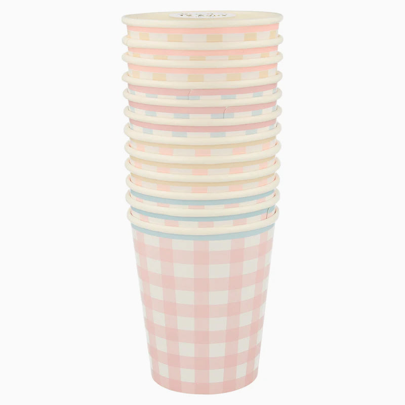 Vaso Cartón Vichy Colores Pastel