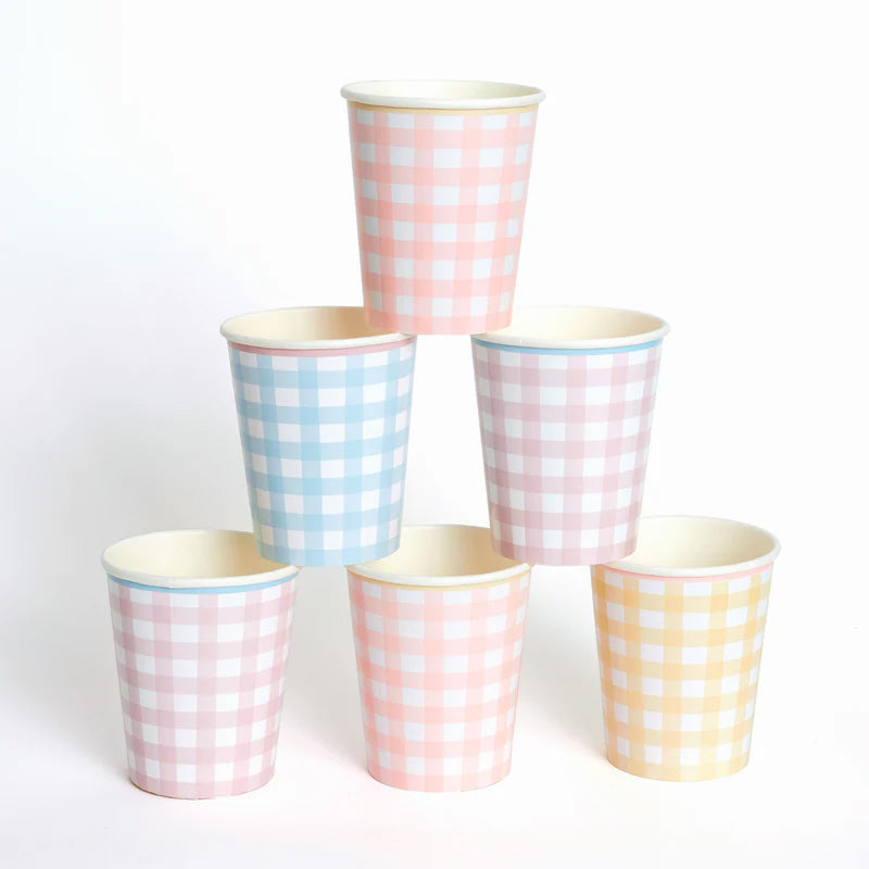 Vaso Cartón Vichy Colores Pastel