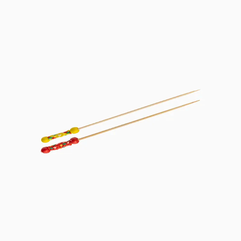 Pincho Bambú Decorativo Trenzado 12cm Rojo y Amarillo