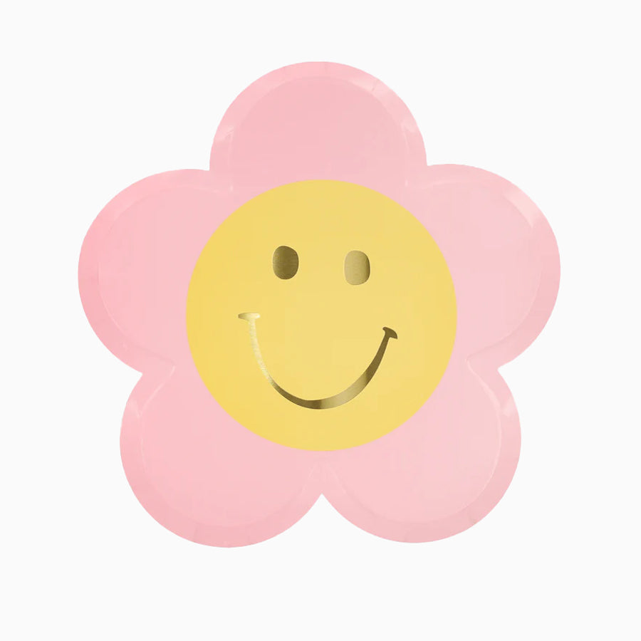 Flache Kartonplatte Form Blume Ø21.6 cm Happy Face