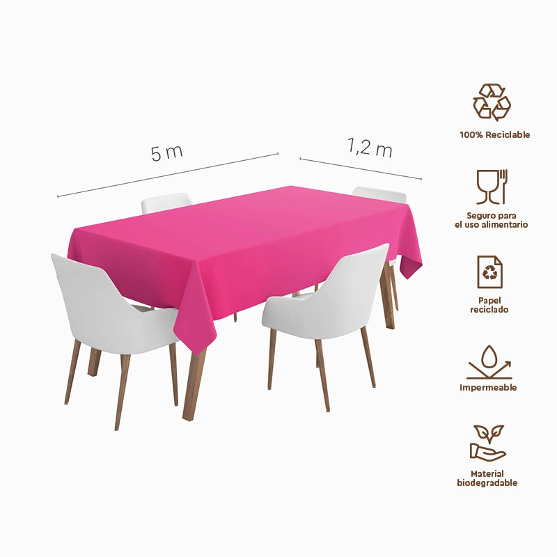 Tovaglia impermeabile 1,20 x 5 m di rosa