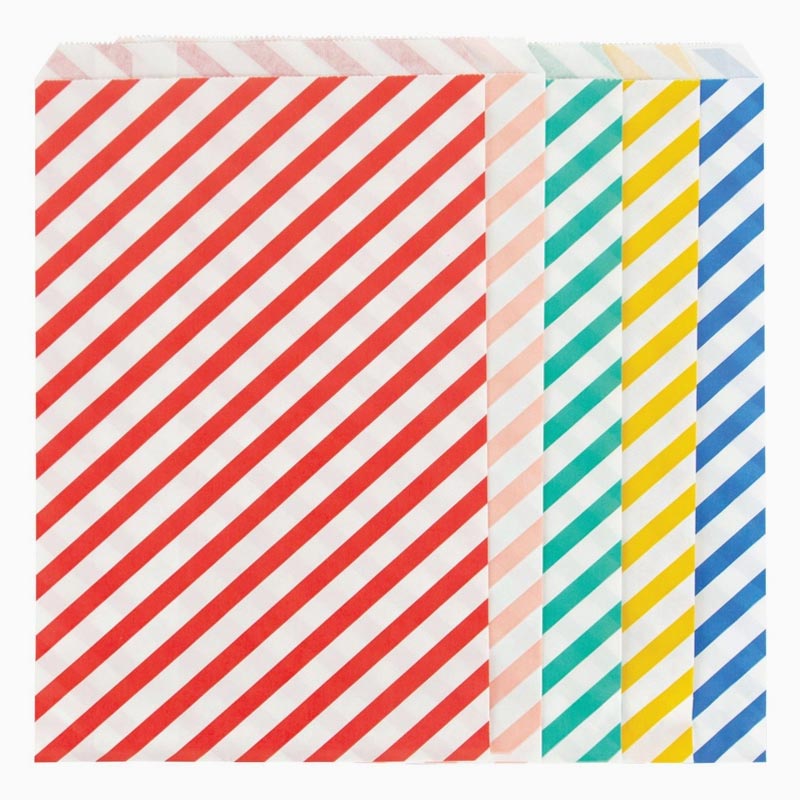 Multicolored striped paper bag