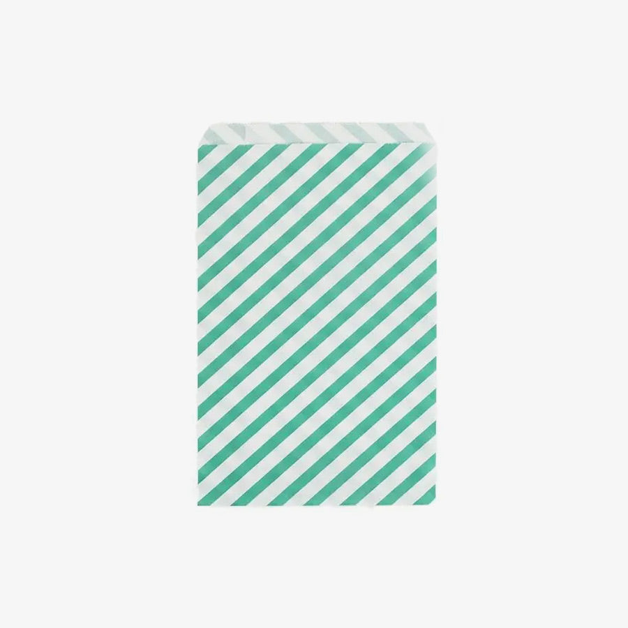 Green striped paper bag