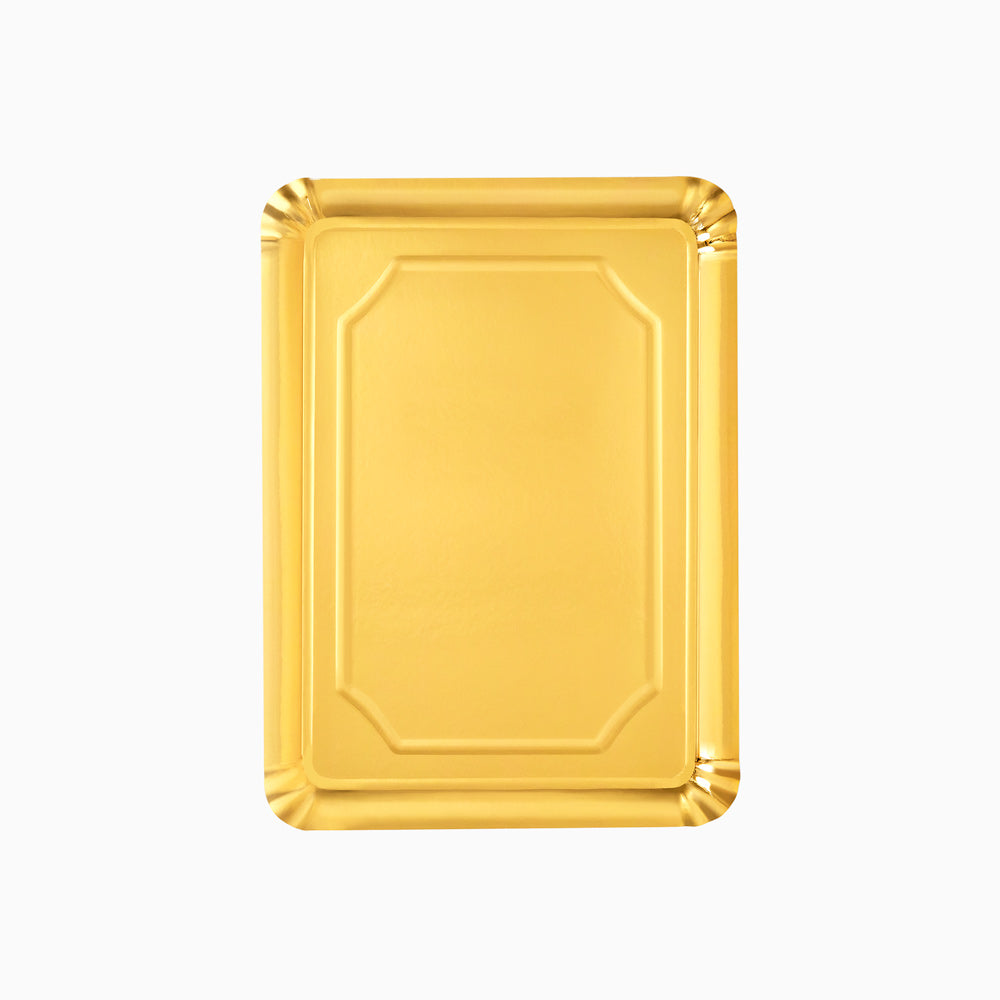 Small rectangular cardboard tray 22 x 28 cm gold